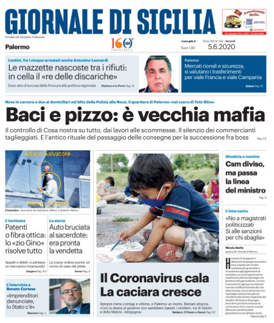 Prima Pagina Giornale Di Sicilia Baci E Pizzo E Vecchia Mafia Il