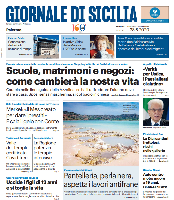 Prima Pagina Giornale Di Sicilia Scuole Matrimoni E Negozi Come