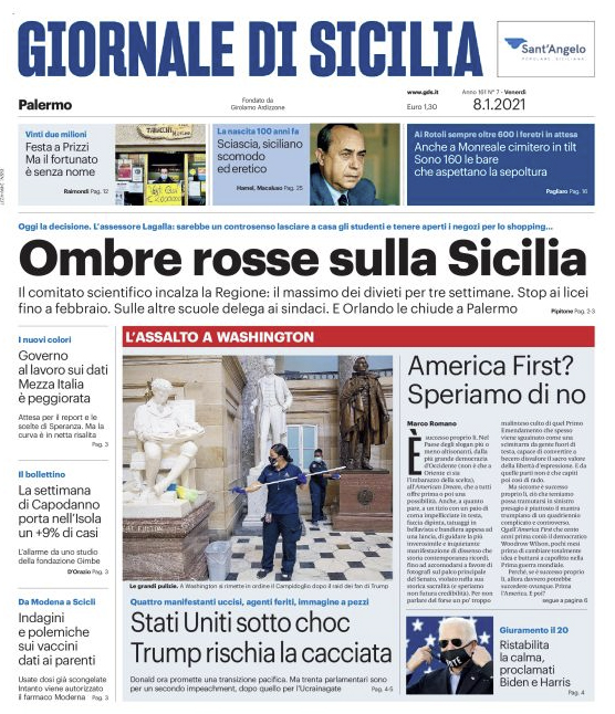 Prima Pagina Giornale Di Sicilia Ombre Rosse Sulla Sicilia