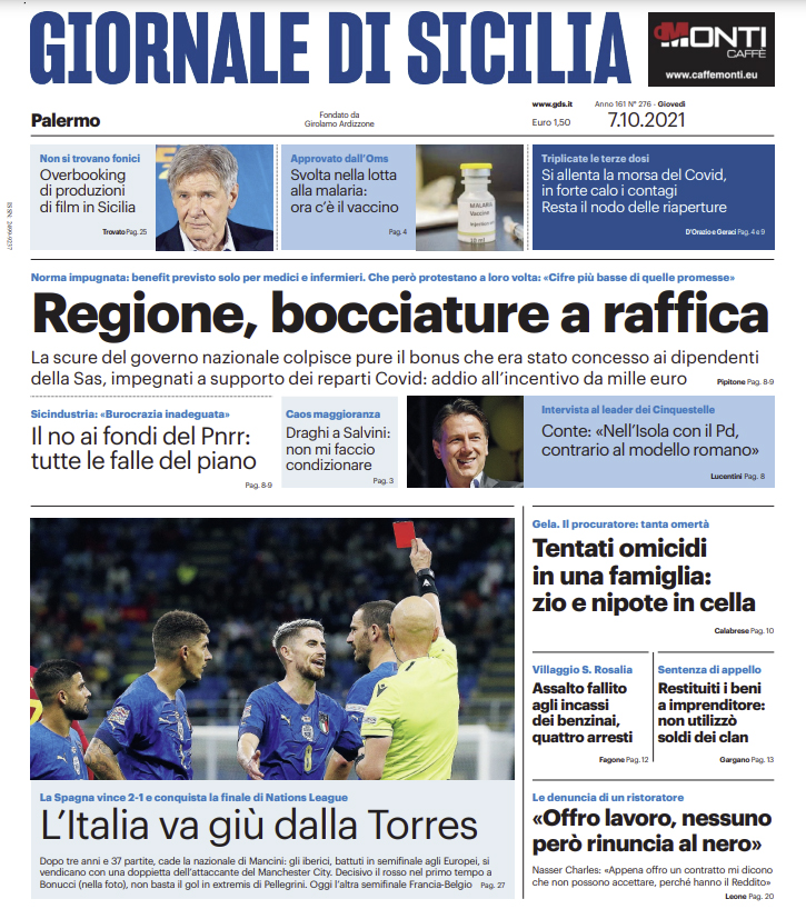 Prima Pagina Giornale Di Sicilia Regione Bocciature A Raffica L