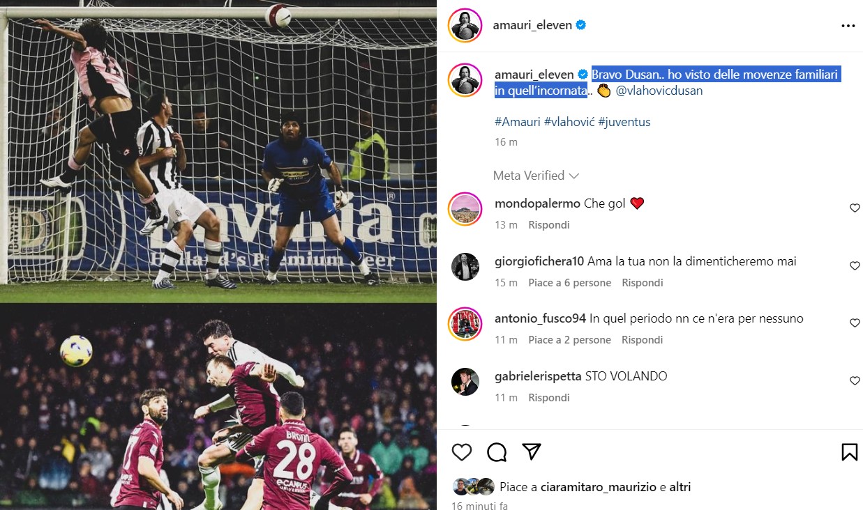 Ex Rosa Amauri Ricorda Il Gol Alla Juventus Bravo Dusan Viste