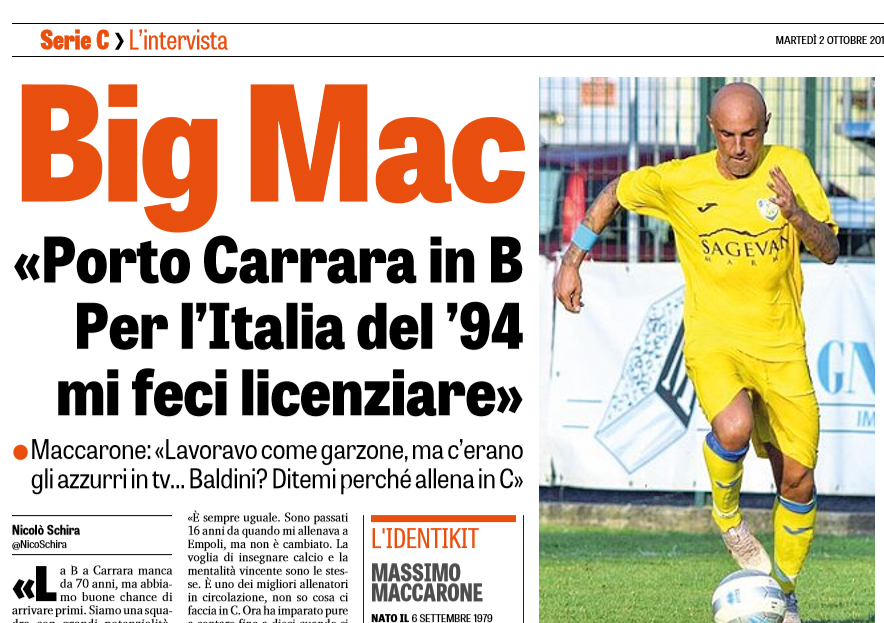 Maccarone: «Porto La Carrarese In B. Quando Marotta Mi Voleva Alla Juve ...