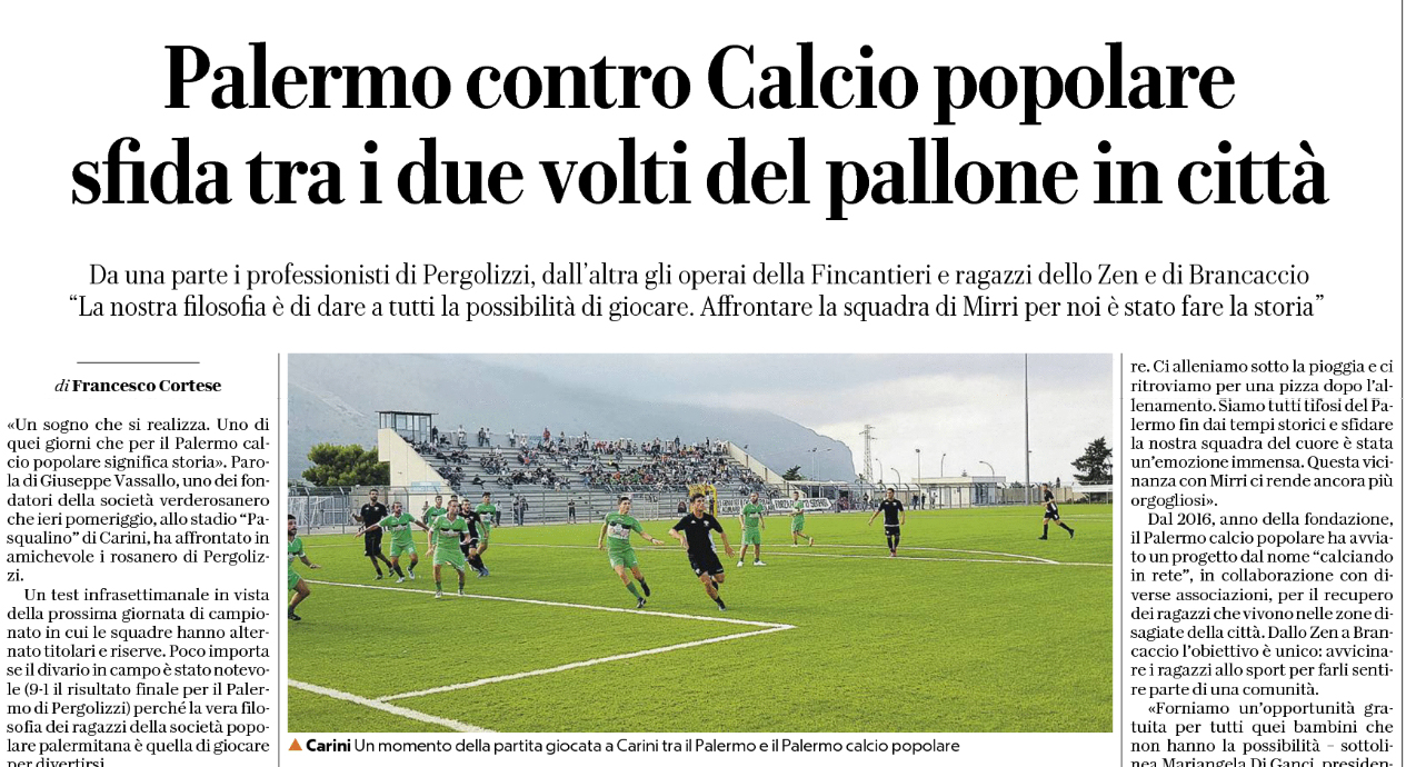 Sport Palermo pronto al derby contro il Palermo Calcio Popolare, Scalia:  Sono fiducioso