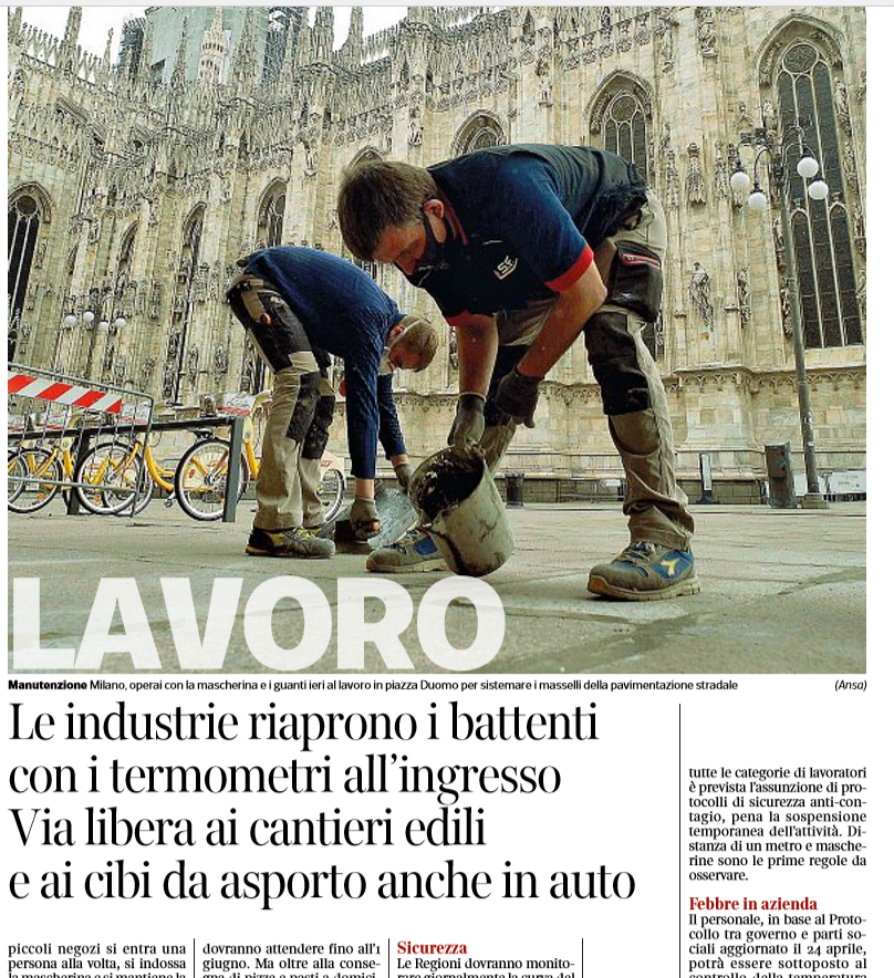 Corriere Della Sera: "Italia, Da Domani La Fase 2. Le Industrie ...