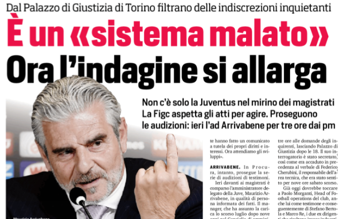 Corriere Dello Sport Ora Lindagine Si Allarga Un Sistema Malato Non C Solo La