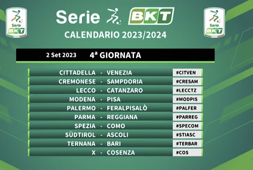 Calendario Serie B 2023/24: Quarta Giornata Palermo-Feralpisalò ...