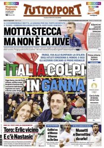 L'edizione odierna di Tuttosport si sofferma sull'Italia in vista dell'inizio dei giochi Olimpici.