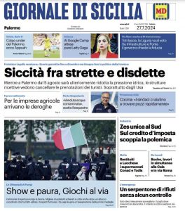 L'edizione odierna del Giornale di Sicilia si sofferma sulla siccità che sta colpendo l'isola.